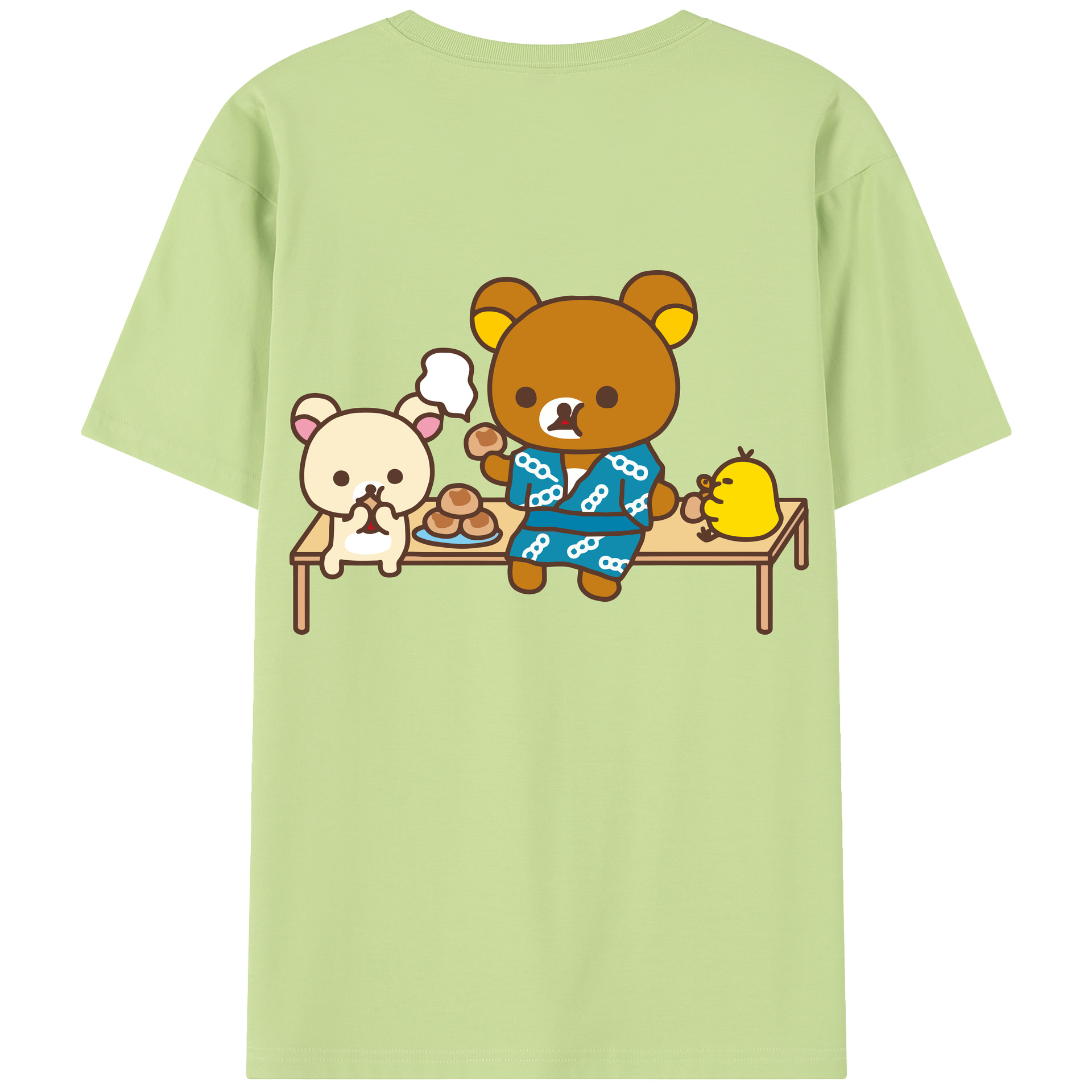 （画像用） リラックマ リラックマ キイロイトリ Rilakkuma Korilakkuma Kiiroitori 綿100％半袖Tシャツ（背面プリント）